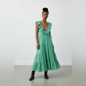 J.Crew Mint Green Ruffle Tiered Maxi Dress – Size 6